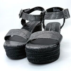 Coconuts by Matisse Black & Grey Faux Snake  Espadrille Sandal Size 7M